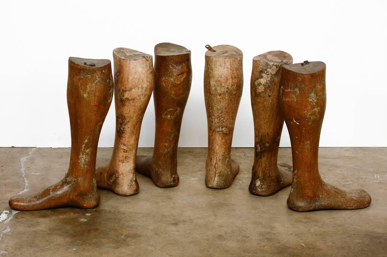 English 19th Century Wooden Riding Boot Molds or Forms