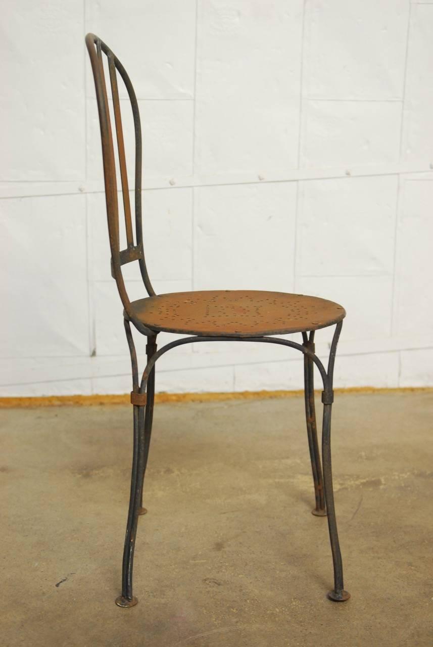 Pair of French Iron Bistro or Cafe Chairs In Good Condition In Rio Vista, CA