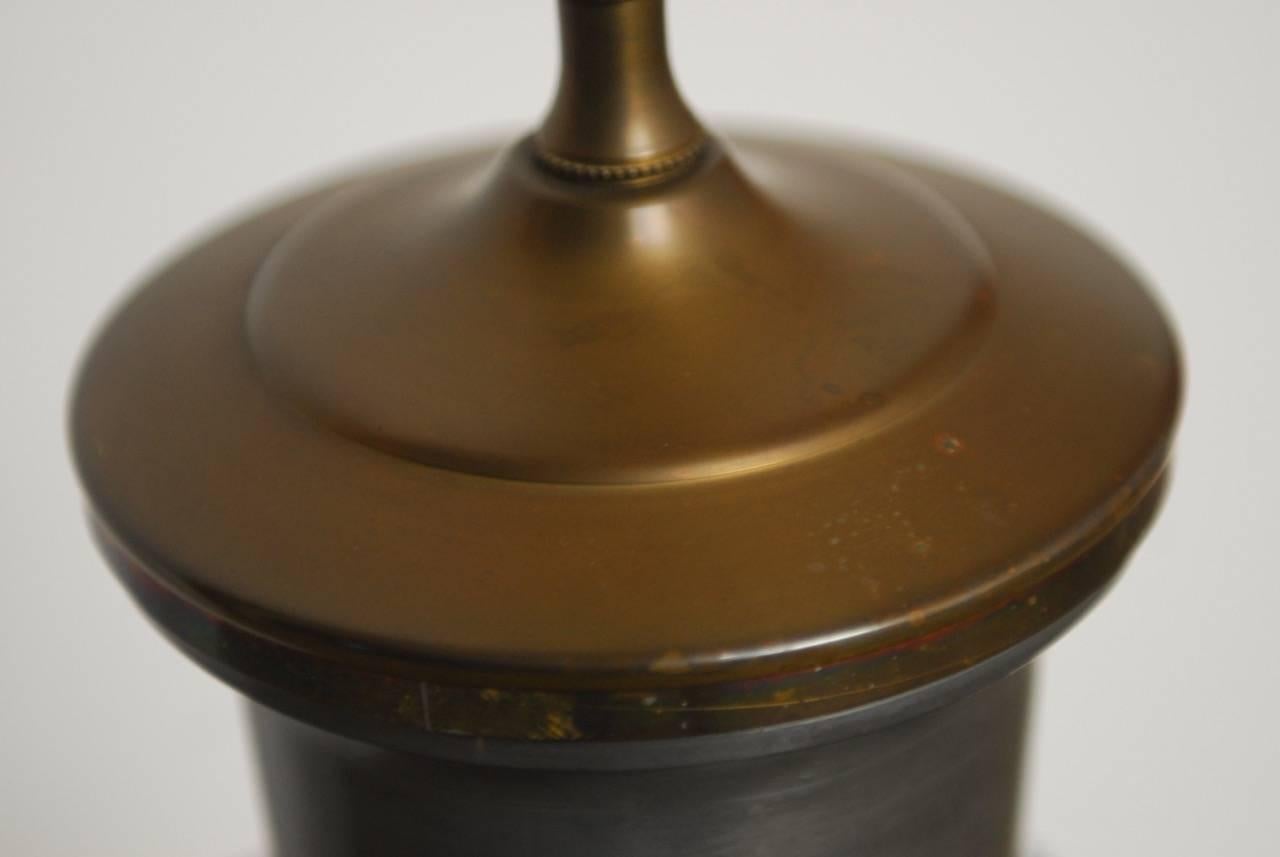 Mid-Century Chinese Pewter and Brass Vase Table Lamp In Excellent Condition For Sale In Rio Vista, CA