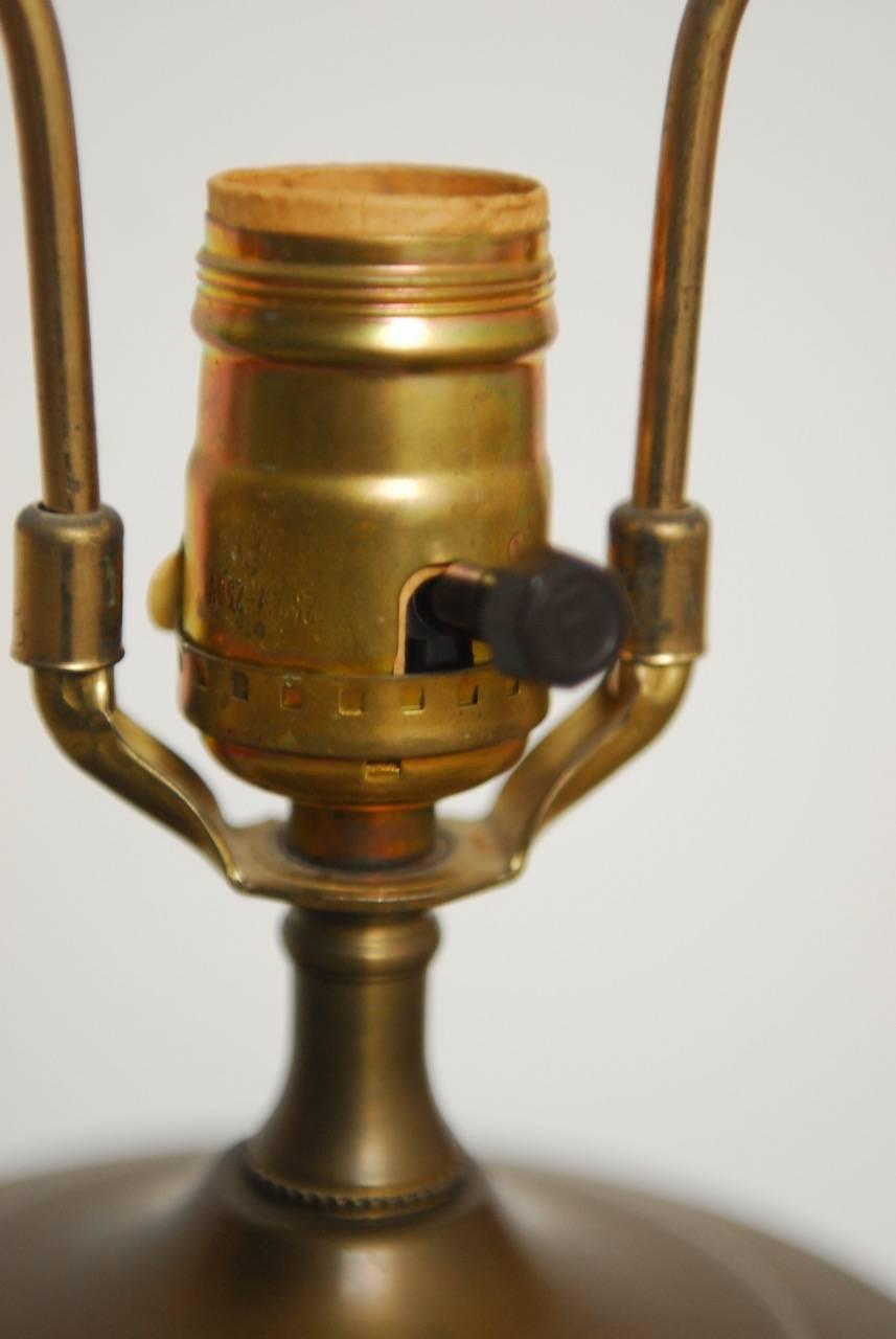 Japanese Mid-Century Chinese Pewter and Brass Vase Table Lamp For Sale