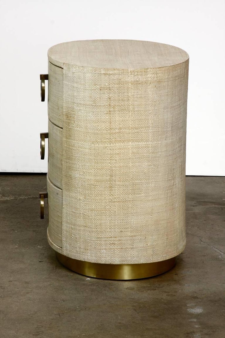 Raffia Grasscloth Oval ThreeDrawer Dresser Nightstand at 1stDibs