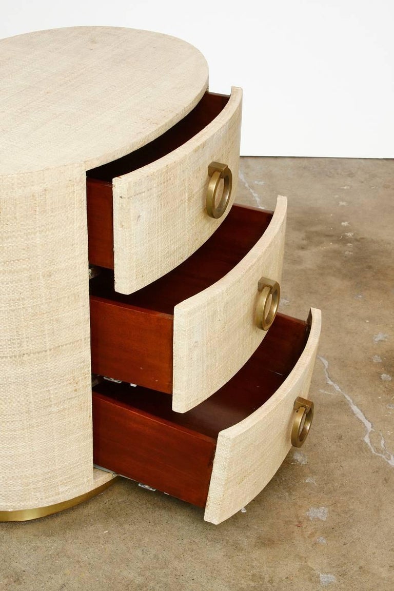 Raffia Grasscloth Oval ThreeDrawer Dresser Nightstand at 1stDibs