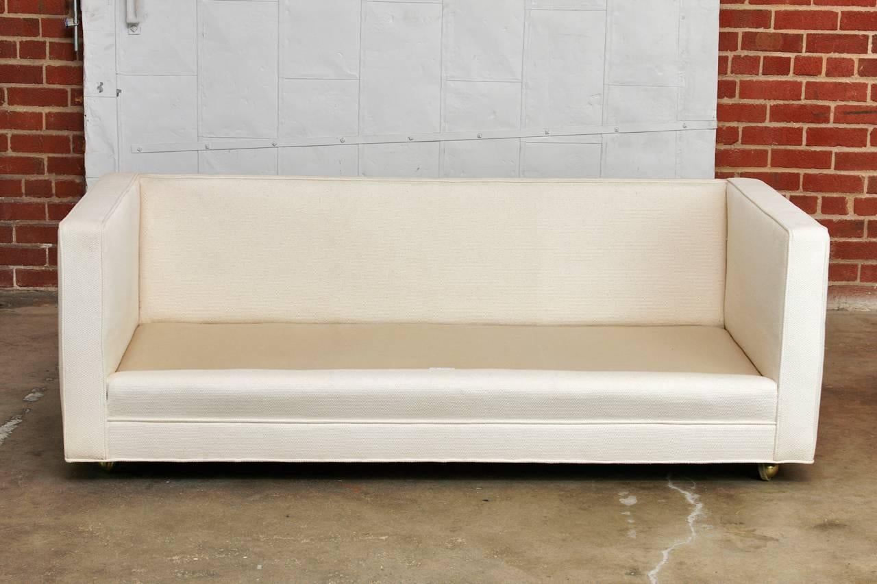 Milo Baughman Style Mid-Century Upholstered Case Sofa 1
