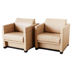 Pair of Geiger for Herman Miller Leather Cube Chairs