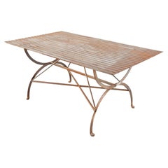 French Neoclassical Style Iron Curule Leg Garden Dining Table
