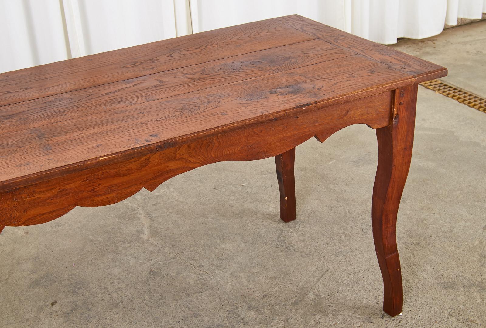 Country French Provincial Oak Farmhouse Dining Table or Console For Sale 2