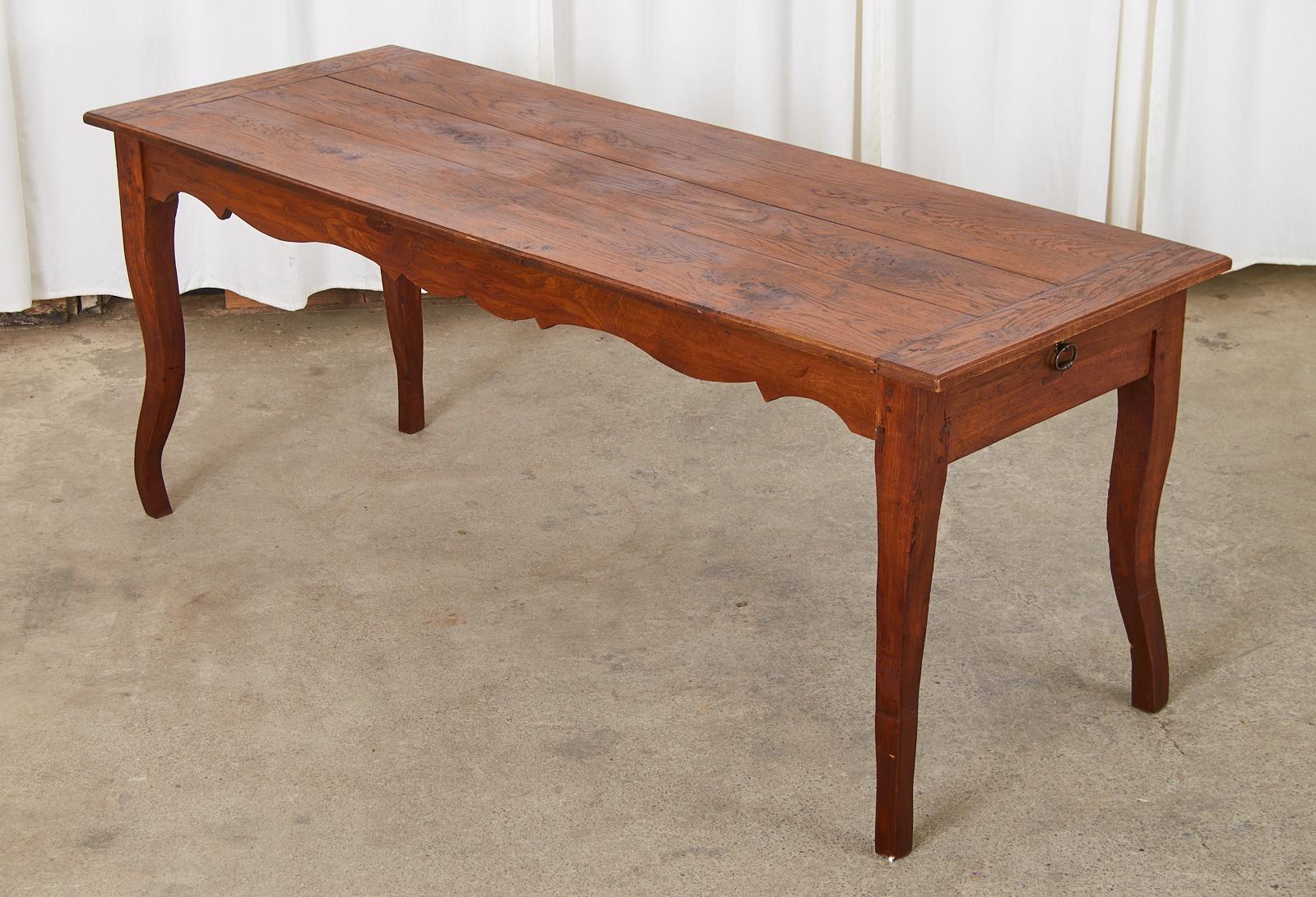 Hand-Crafted Country French Provincial Oak Farmhouse Dining Table or Console For Sale