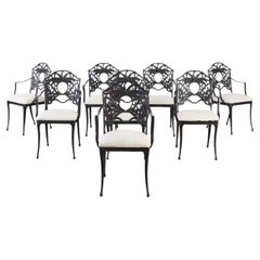 Set di otto poltrone da giardino in alluminio in stile Art Nouveau
