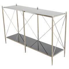 Neoclassical Style Two Shelf Nickel Plated Bookcase Console
