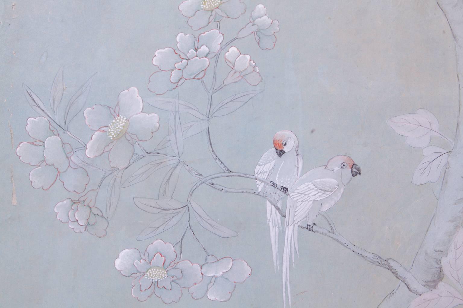 American Pair of Chinoiserie Wallpaper Panels