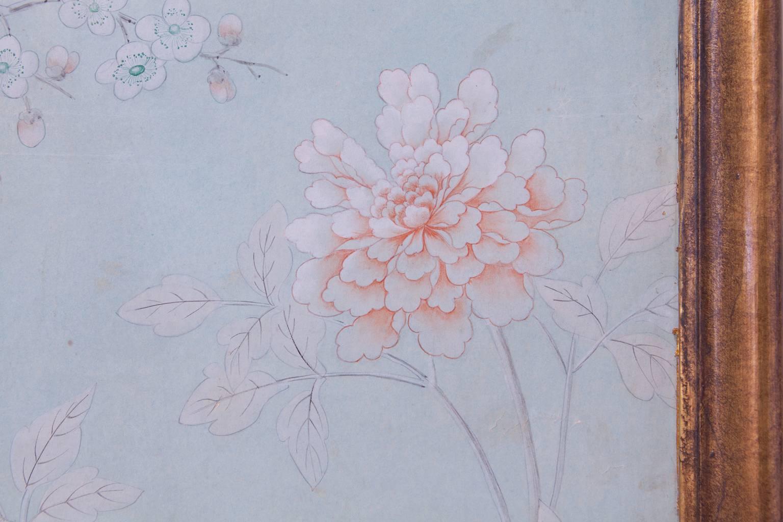 Pair of Chinoiserie Wallpaper Panels In Good Condition In Rio Vista, CA