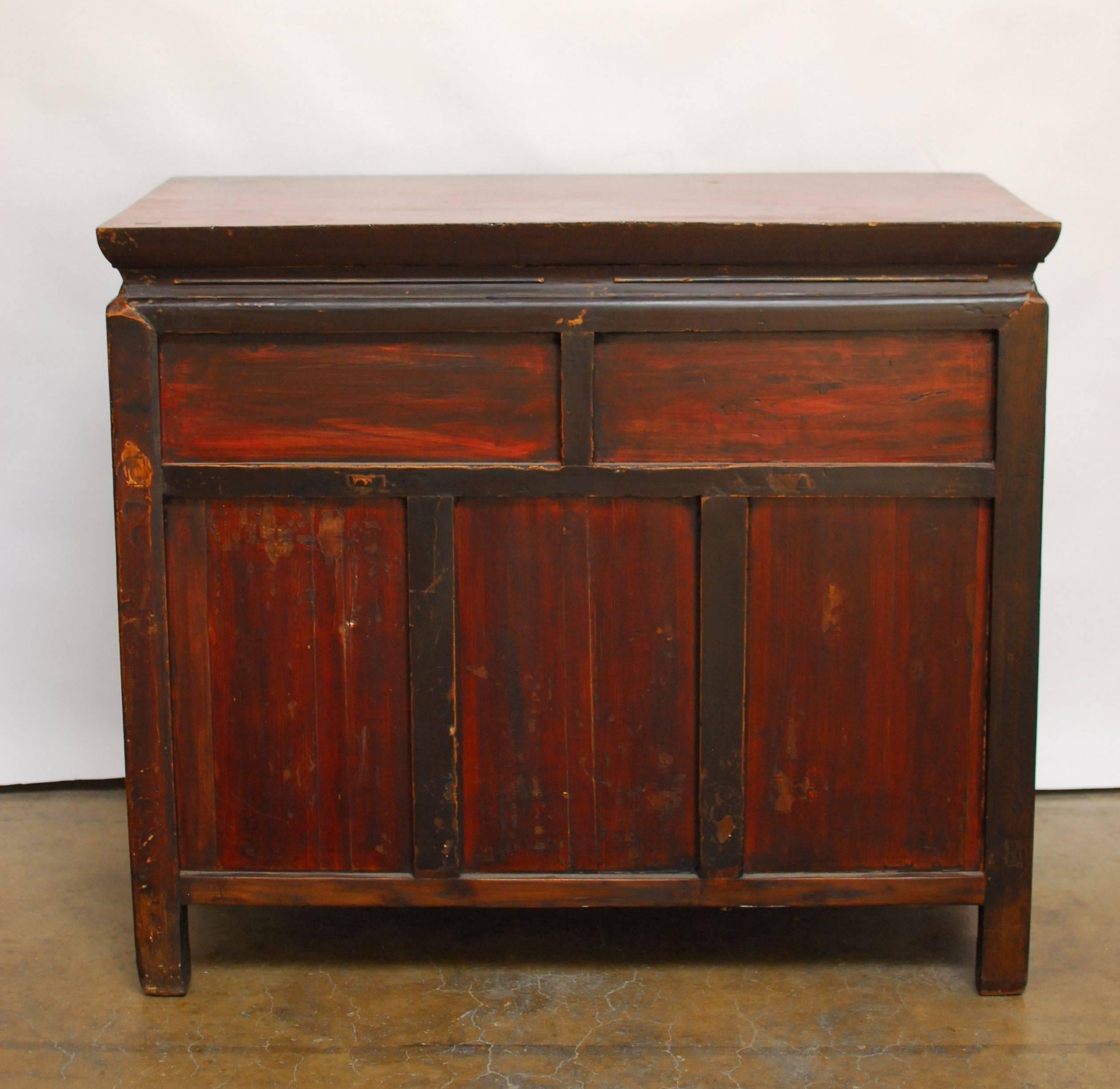 20th Century Chinese Polychrome Sideboard Buffet Cabinet