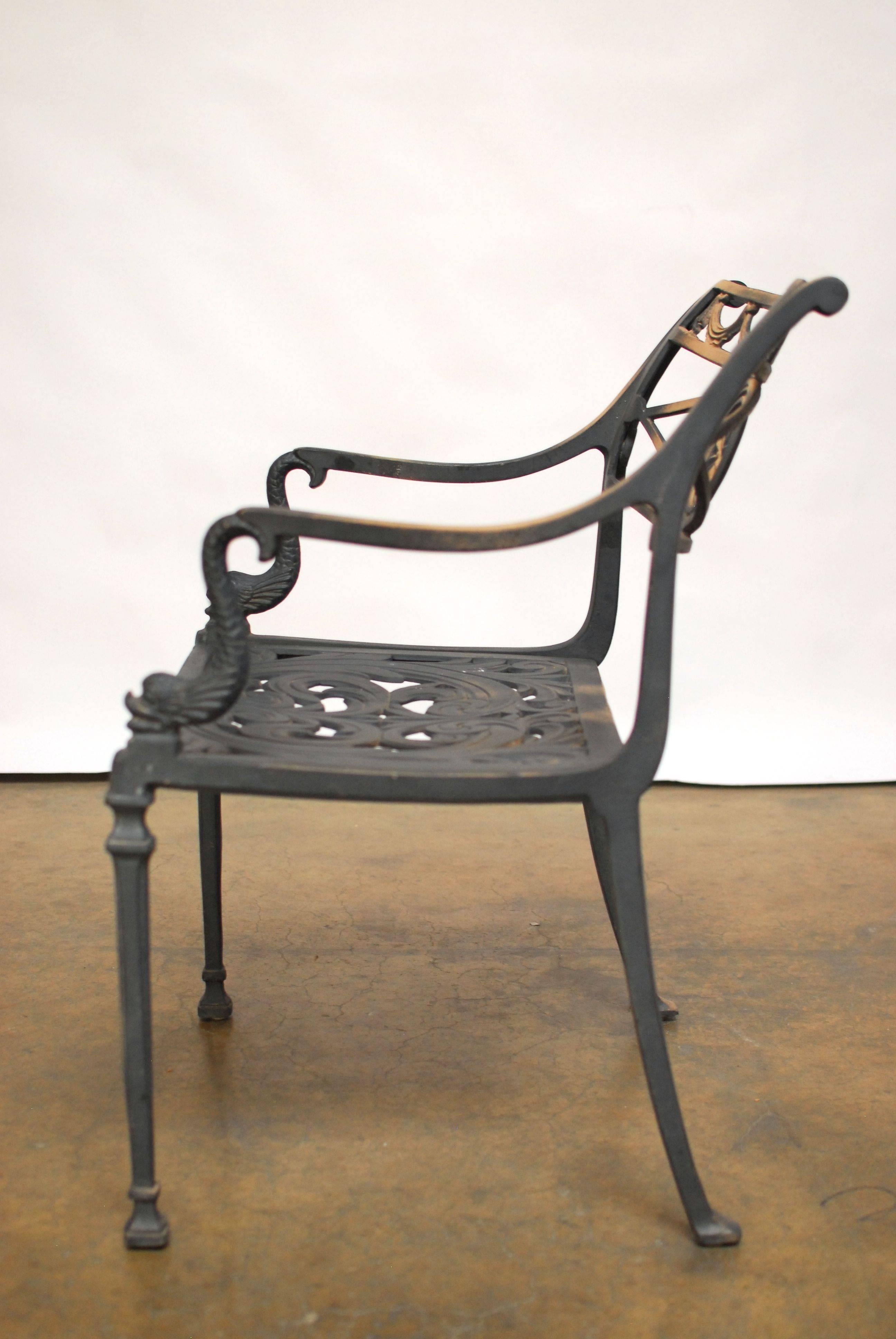 Neoclassical Directoire Style Dolphin Garden Patio Chairs
