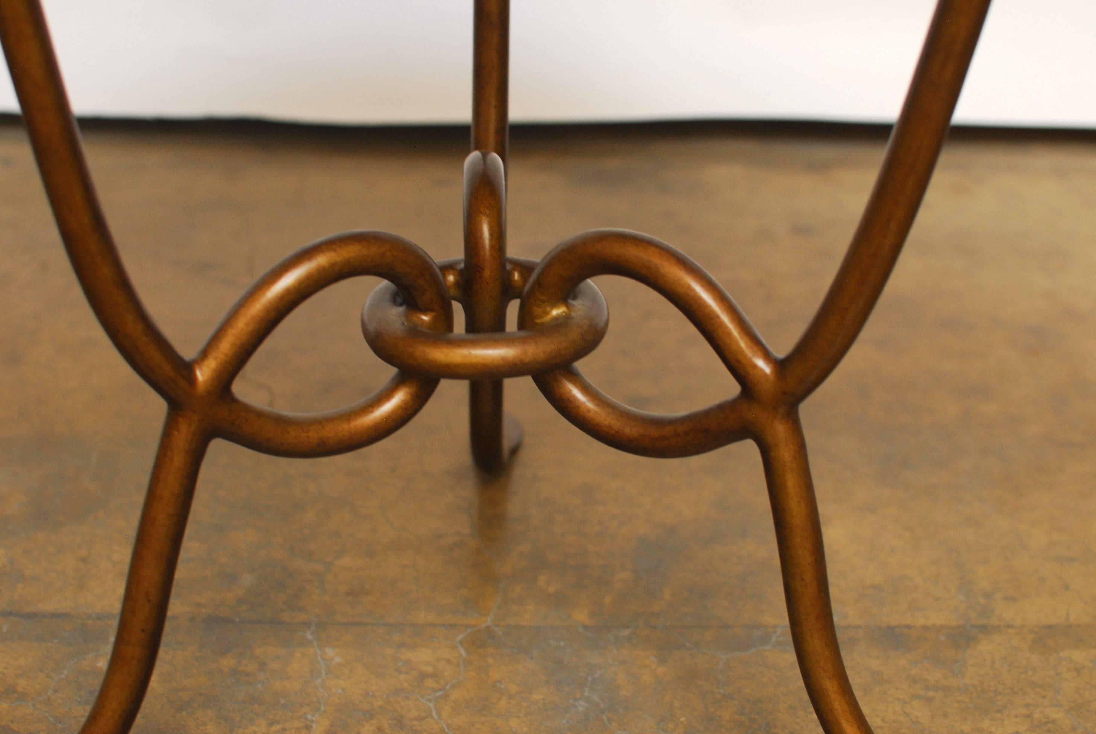 American Rene Drouet Style Round Gilded Iron Table