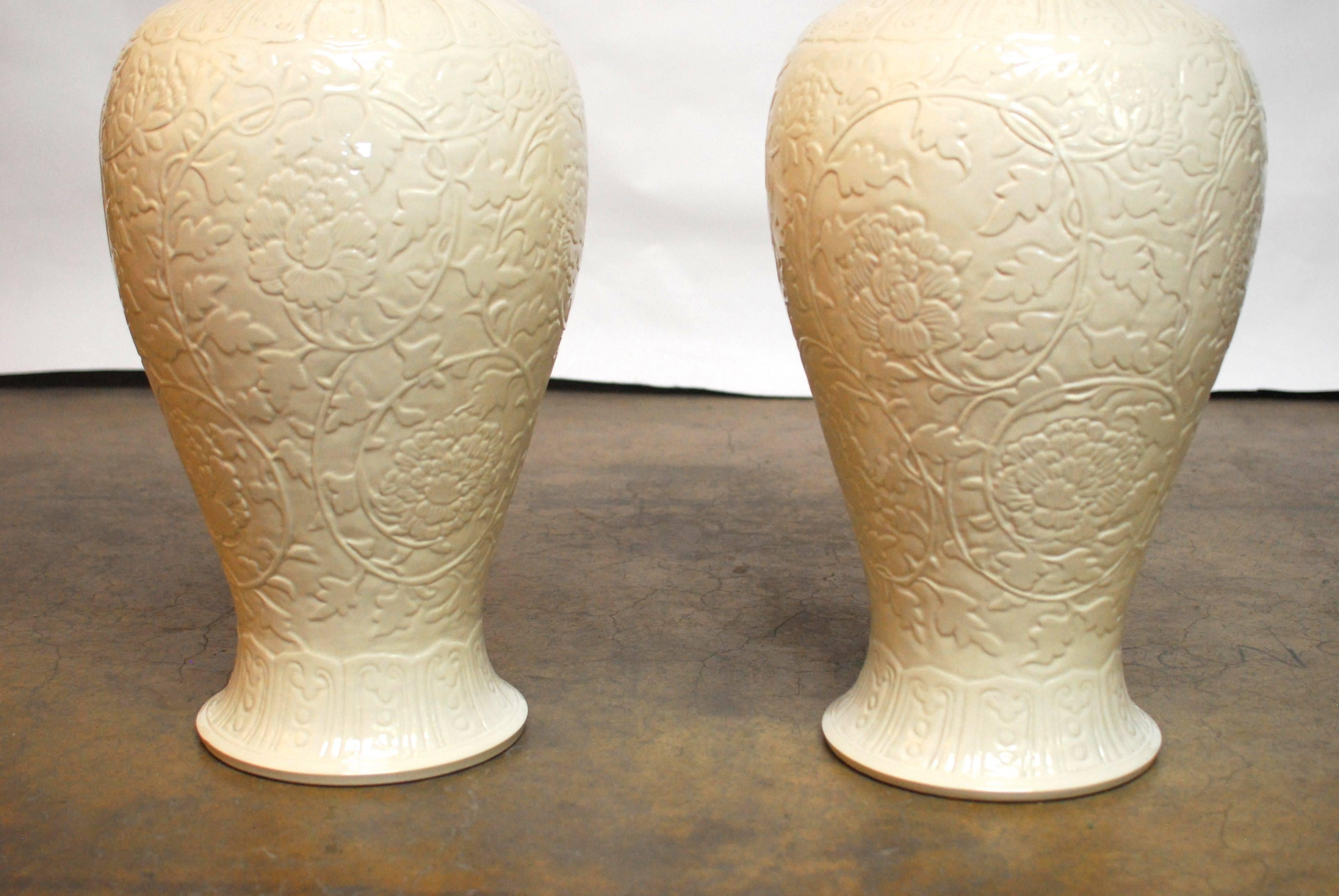 Chinese Export Pair of Chinese Porcelain Blanc De Chine Vases