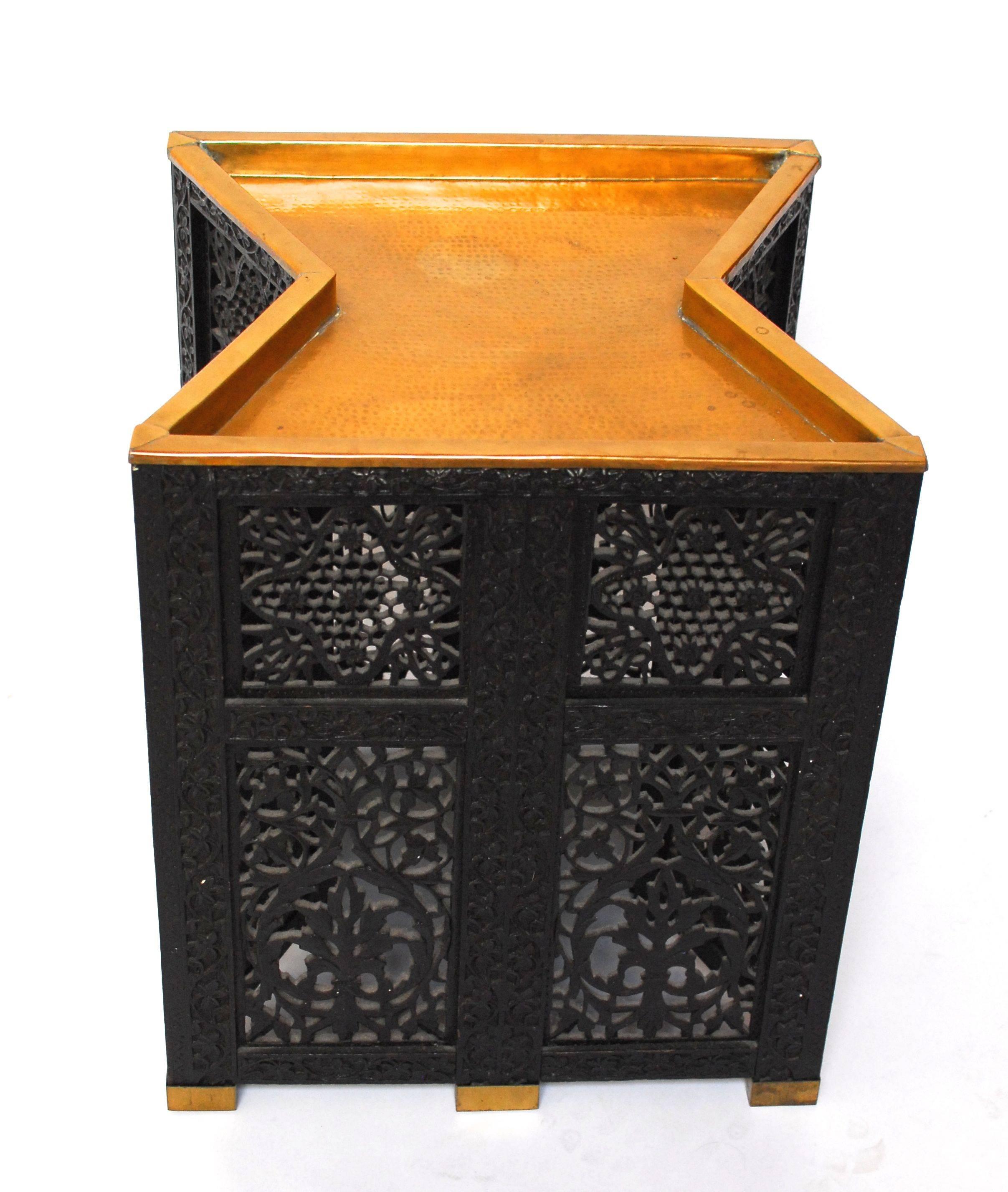 North African African Ebonized Tambour Brass Tray Table