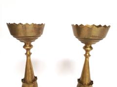 Pair of Large Brass Ottoman Style Candlesticks