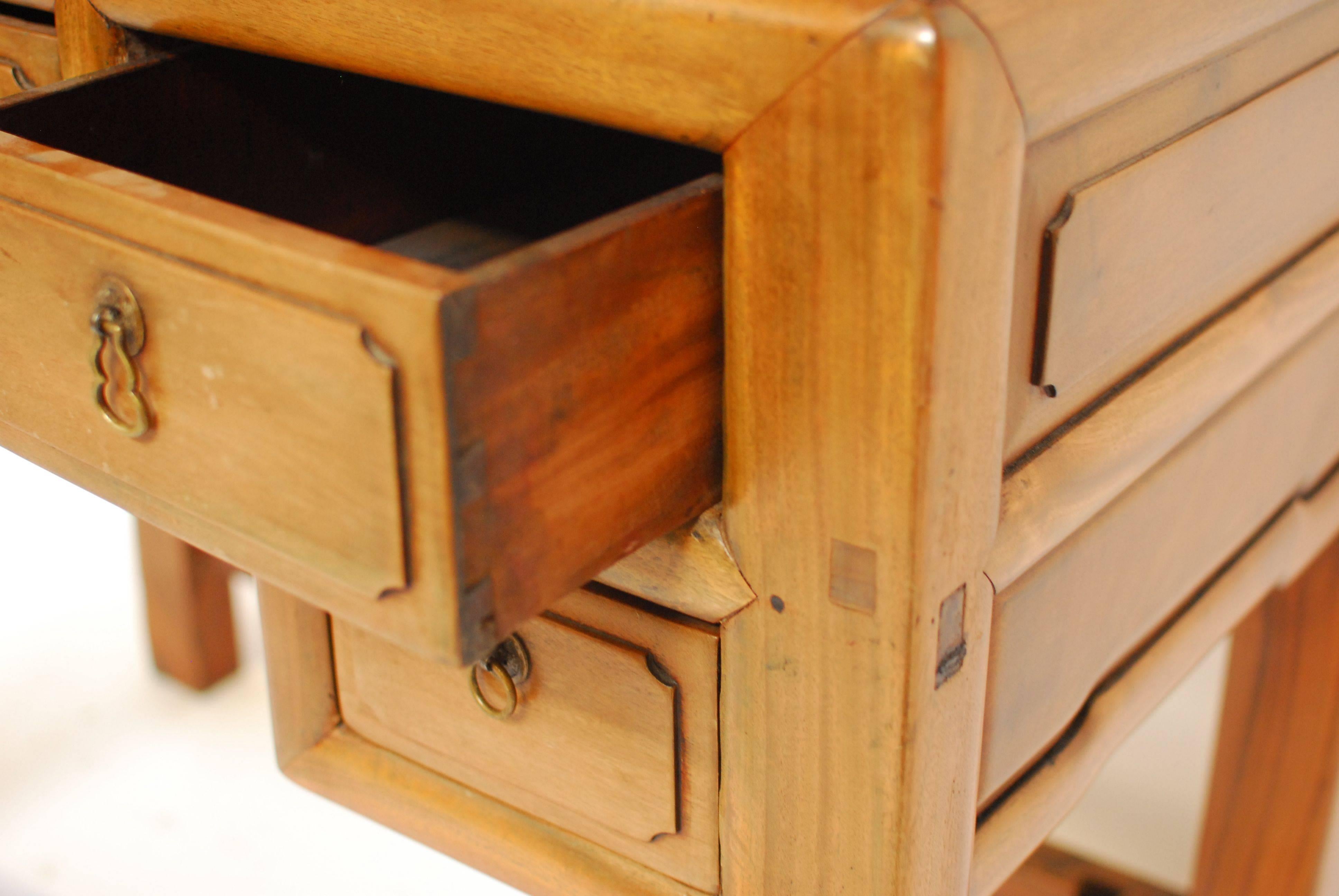 Hand-Crafted Chinese Five-Drawer Hardwood Desk