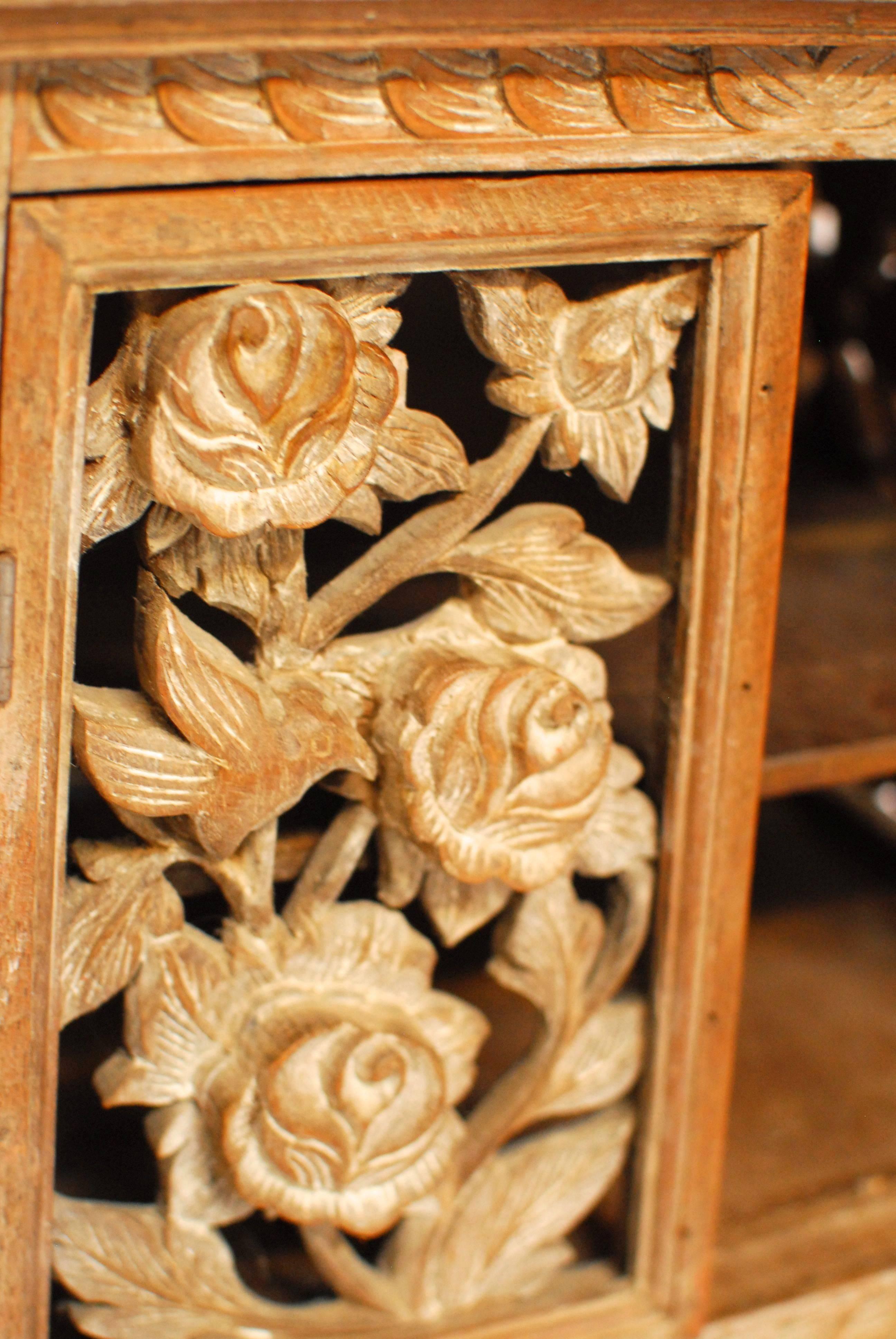 20th Century Asian Hand-Carved Temple Chest Cabinet