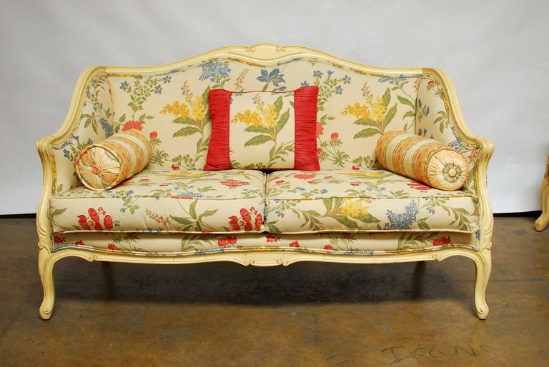 Pair of French Provincial Settee Loveseats at 1stDibs