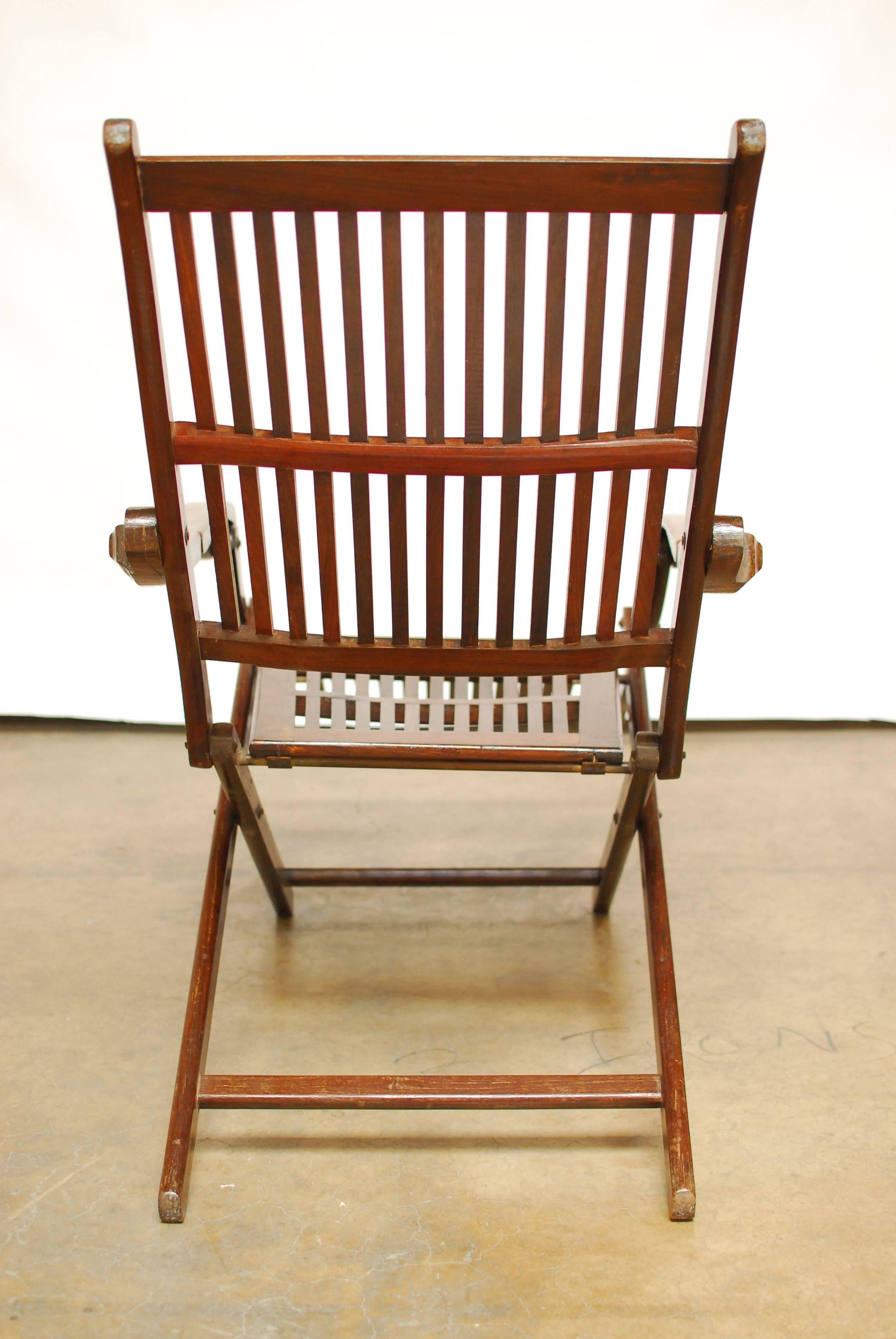 English Antique Ocean Steamer Deck Chair