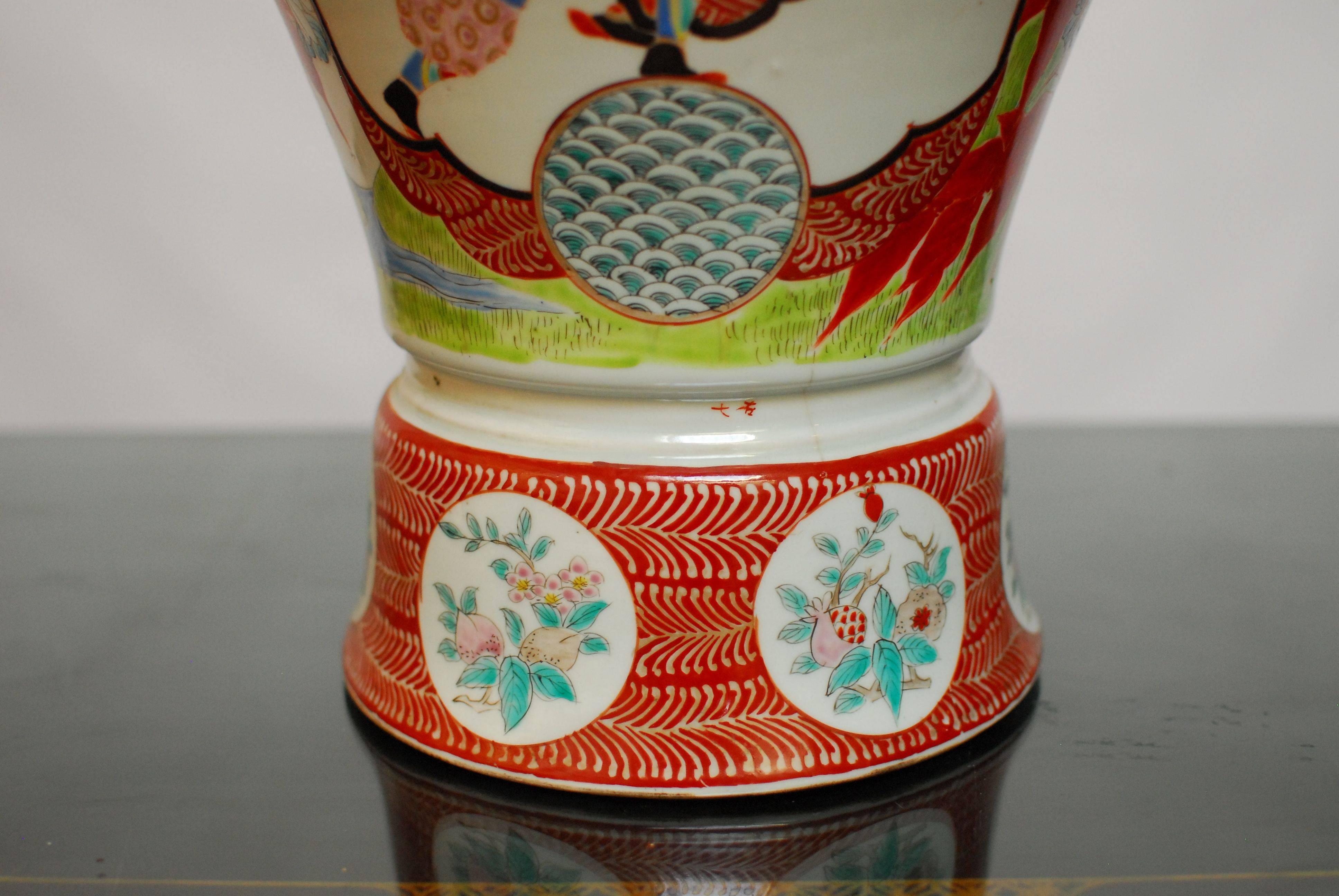 Painted Chinese Porcelain Urn Table Lamp