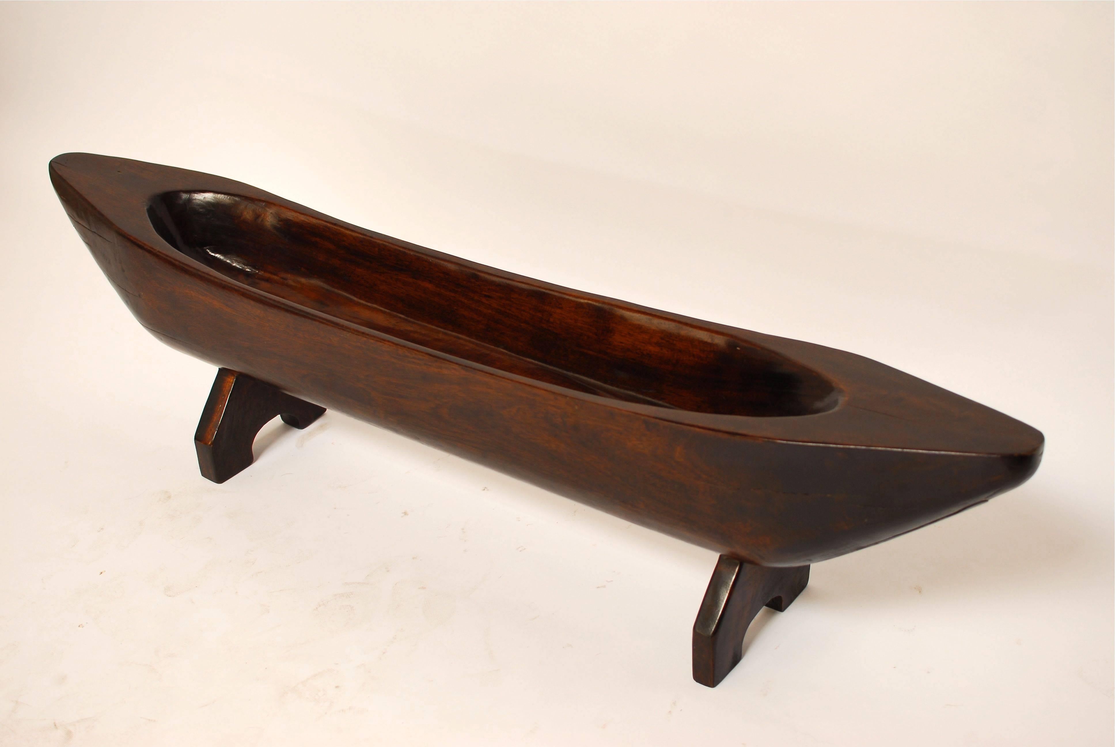 Balinese Carved Wood Trough Display Centerpiece