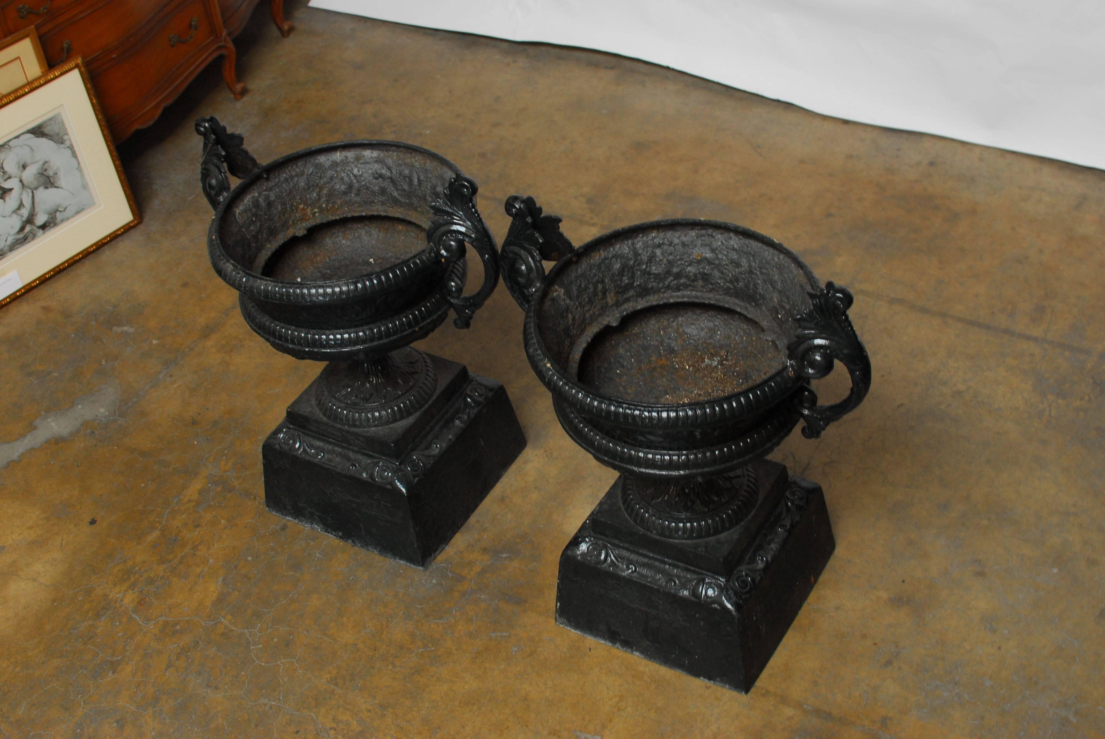 Cast Iron Garden Urns by Kramer Bros. Foundry In Good Condition In Rio Vista, CA