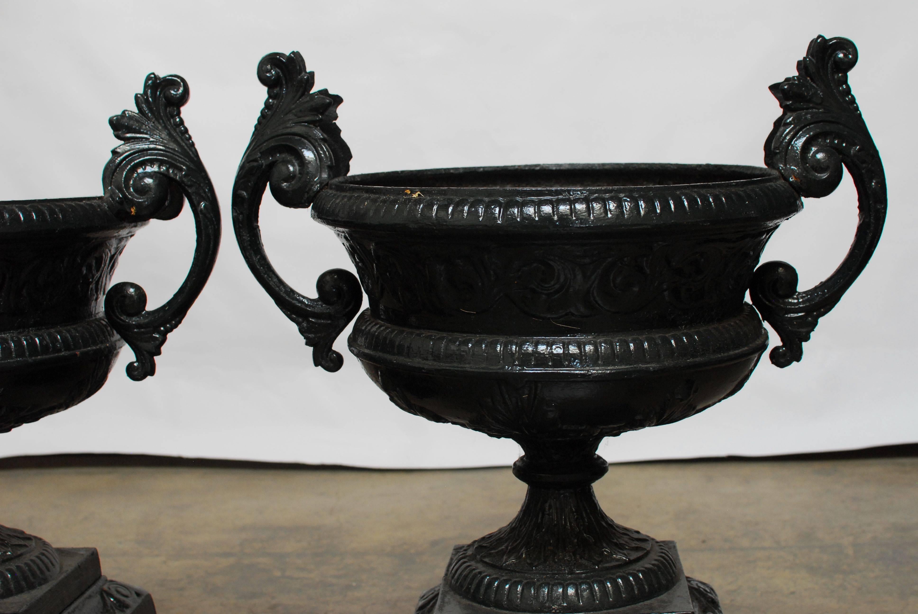 19th Century Cast Iron Garden Urns by Kramer Bros. Foundry