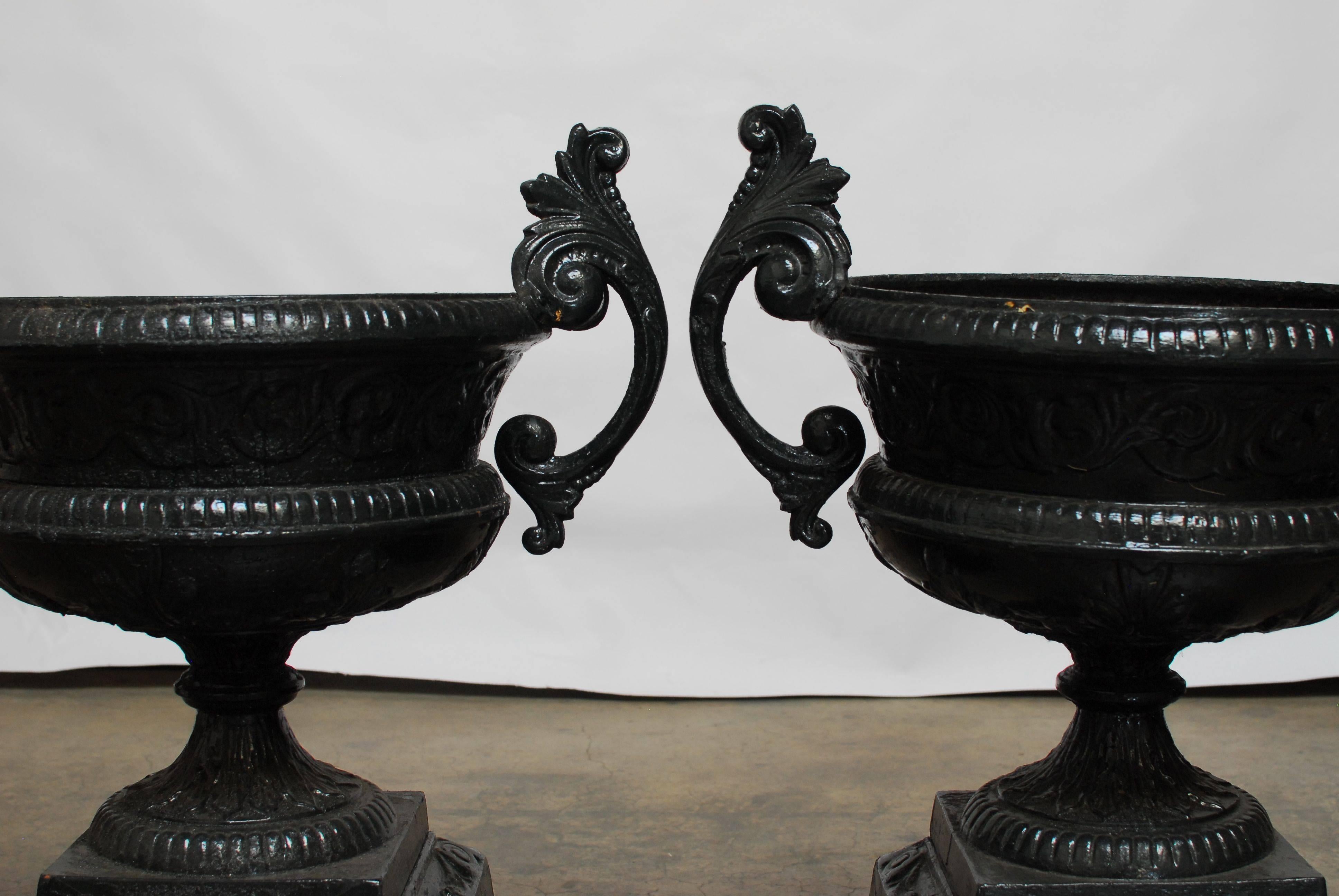 Neoclassical Cast Iron Garden Urns by Kramer Bros. Foundry