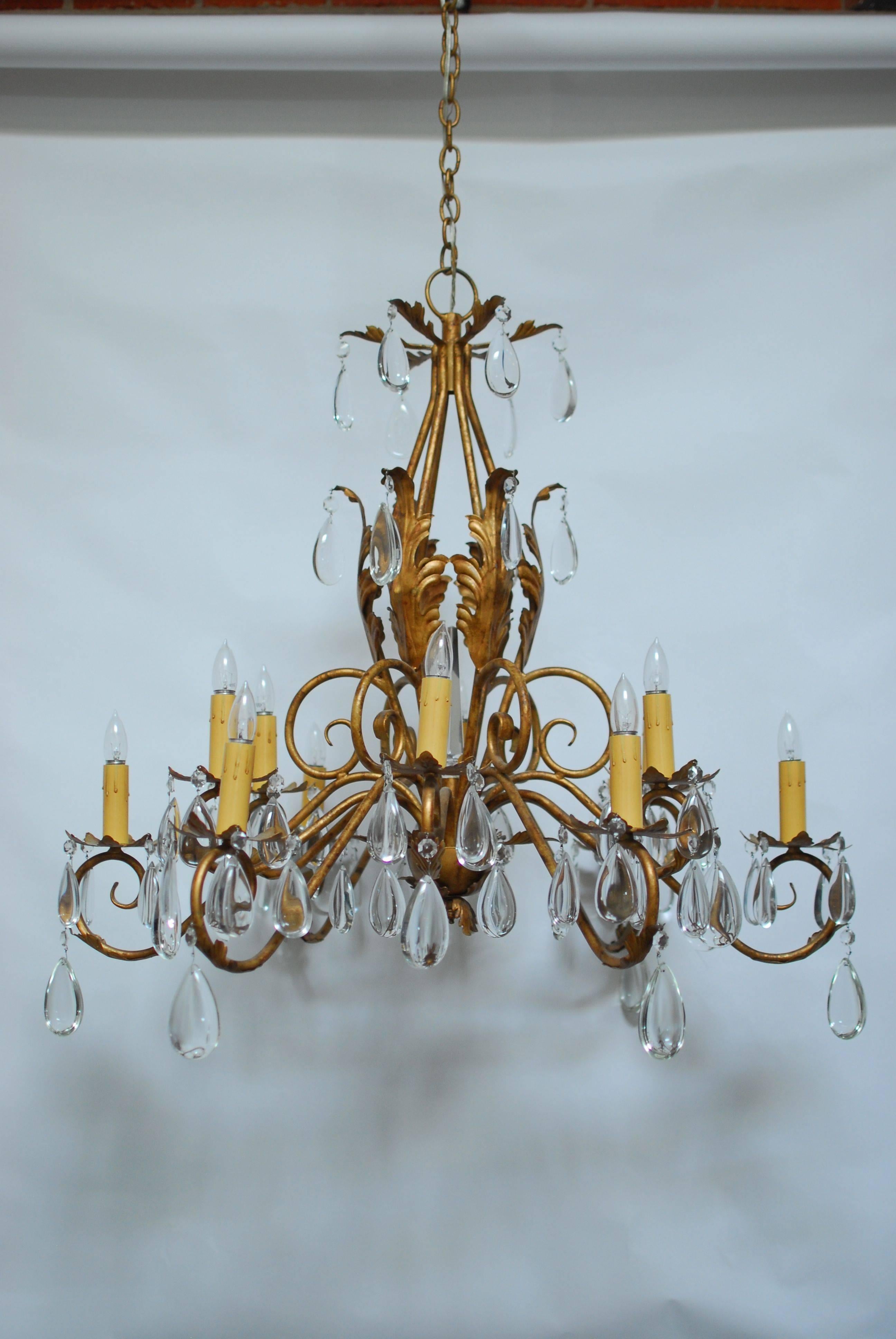 Louis XV Style Twelve-Light Teardrop Chandelier In Good Condition In Rio Vista, CA