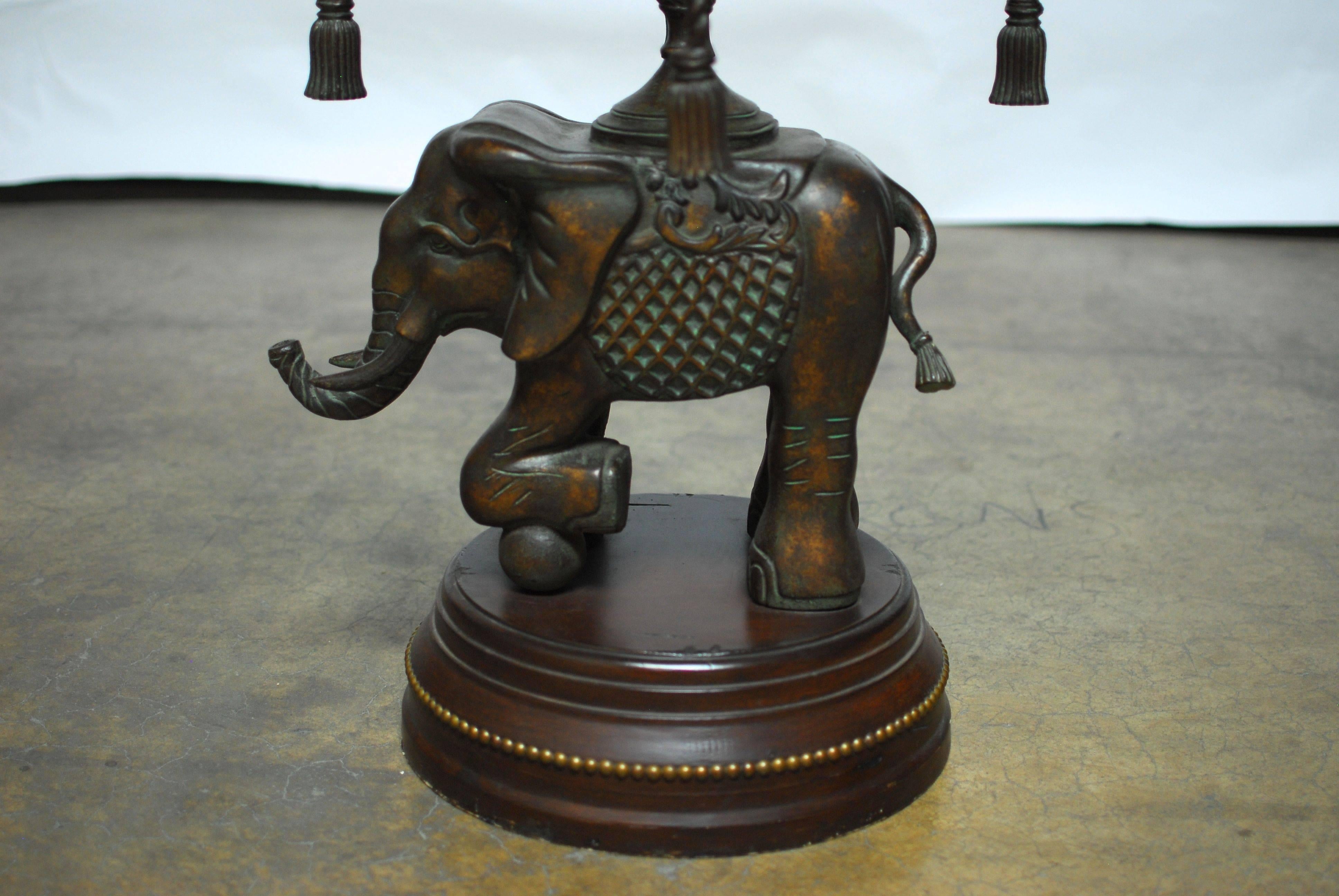 Indian Bronze Elephant Pedestal Side Table