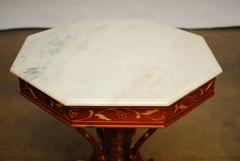 Art Deco Marble Top Teak Octagonal Table