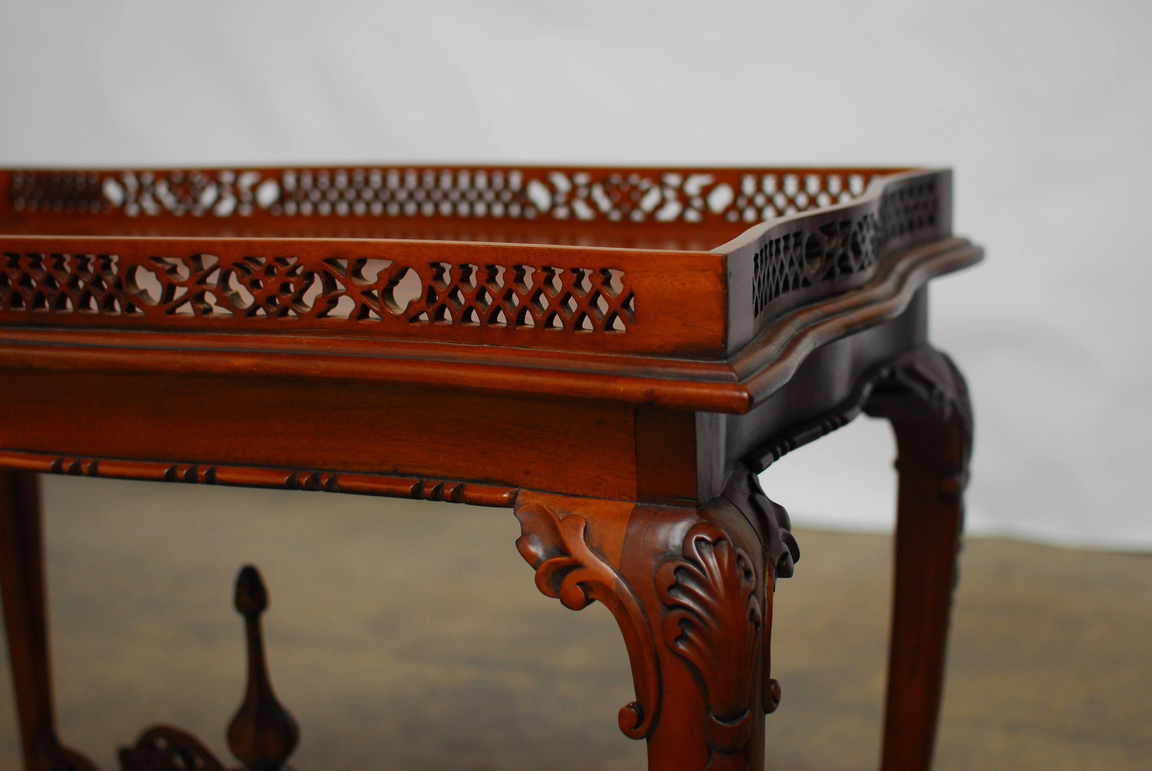 20th Century George III Chinese Chippendale Mahogany Silver Table