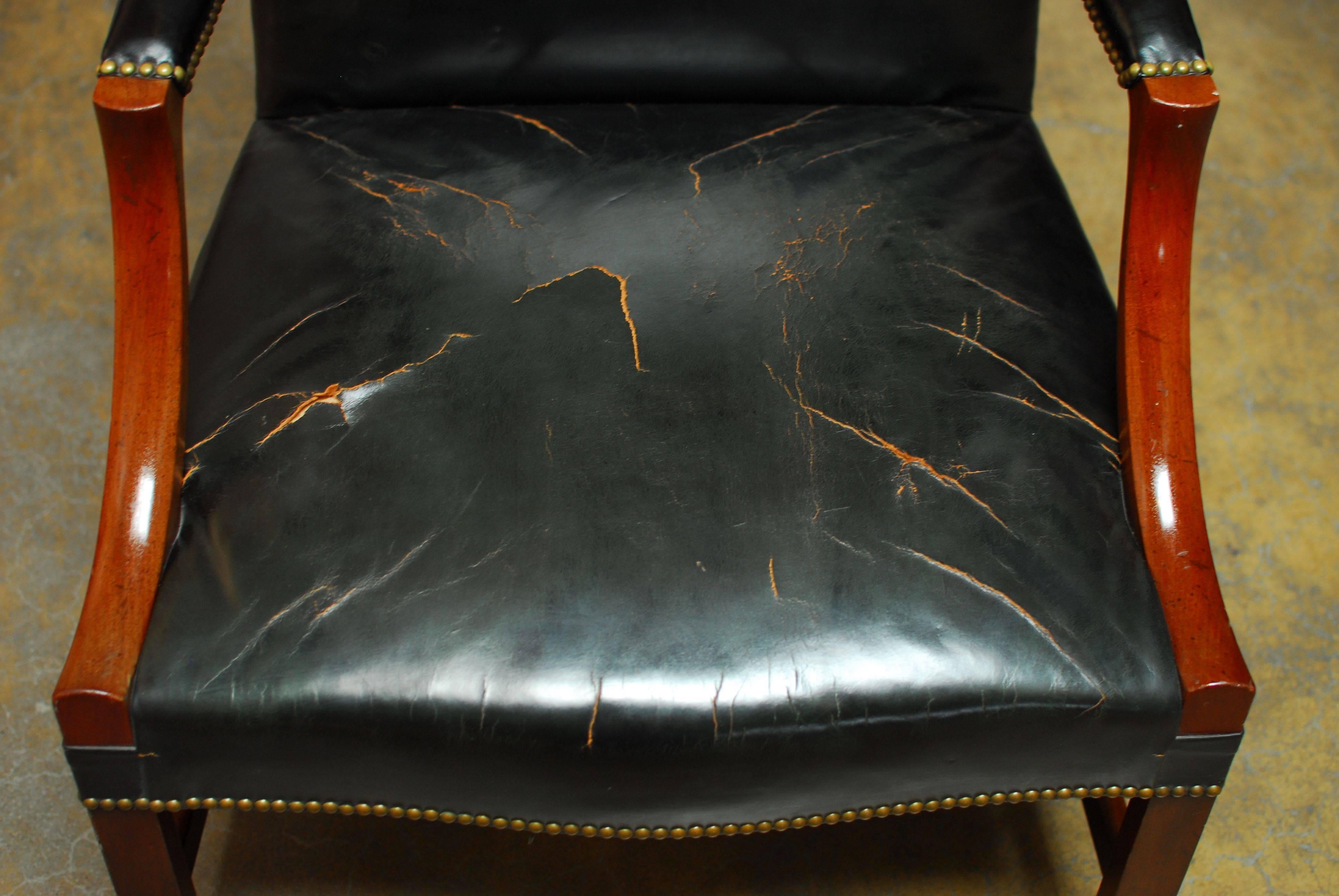 18th Century English Leather Gainsborough Chair