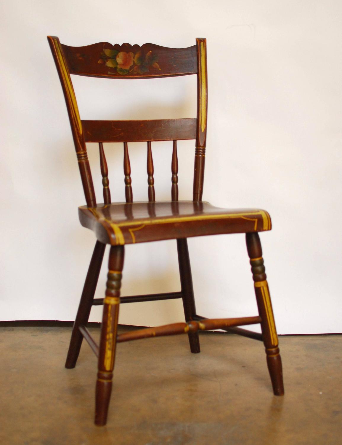 Pennsylvania Painted Hitchcock ChairsSet of Six For Sale at 1stdibs