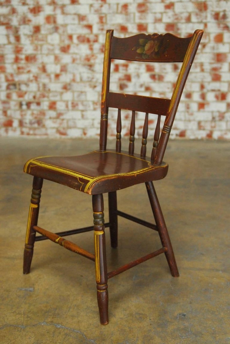 Set of Six Pennsylvania Painted Hitchcock Dining Chairs For Sale at 1stdibs