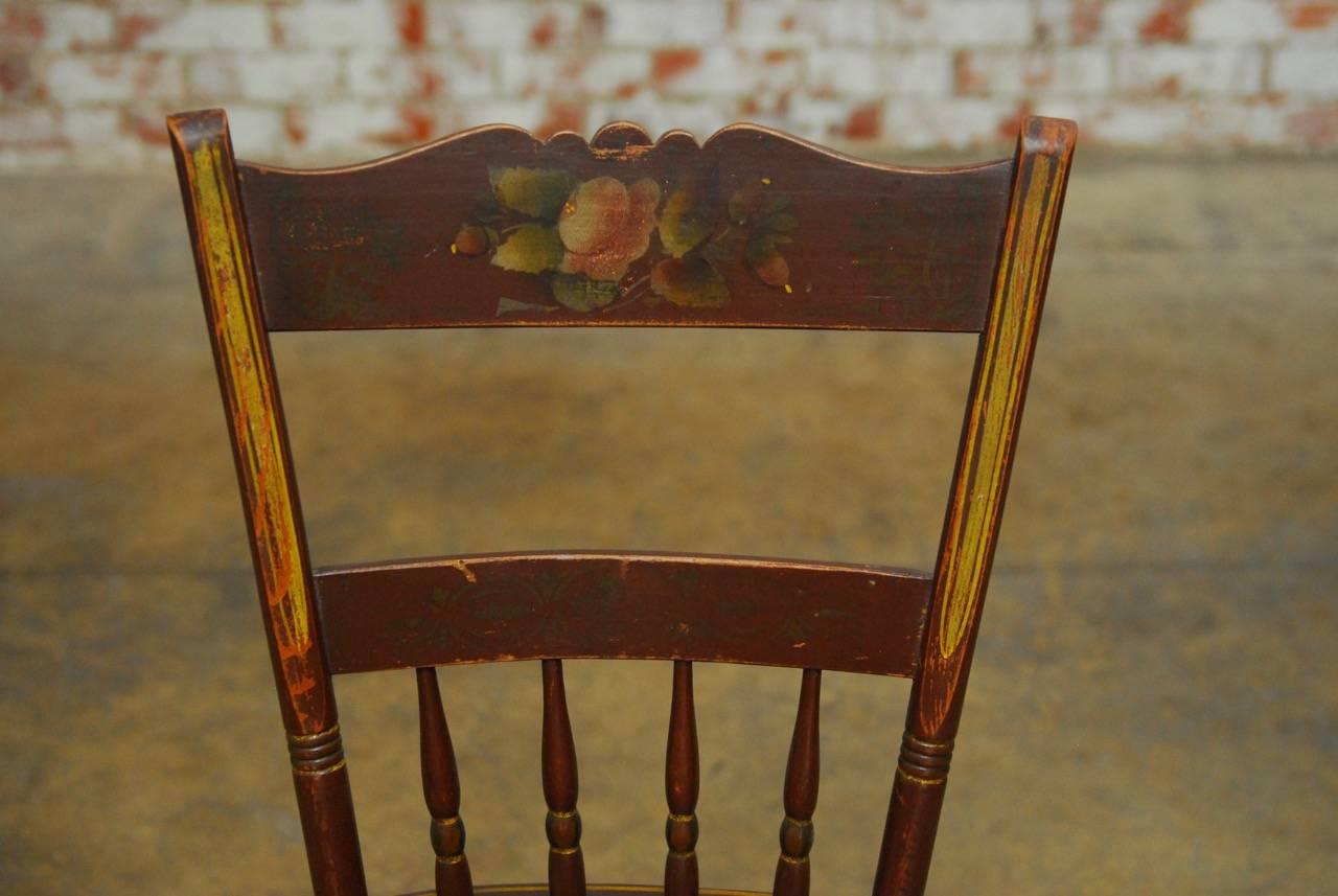 Hand-Painted Set of Six Pennsylvania Painted Hitchcock Dining Chairs