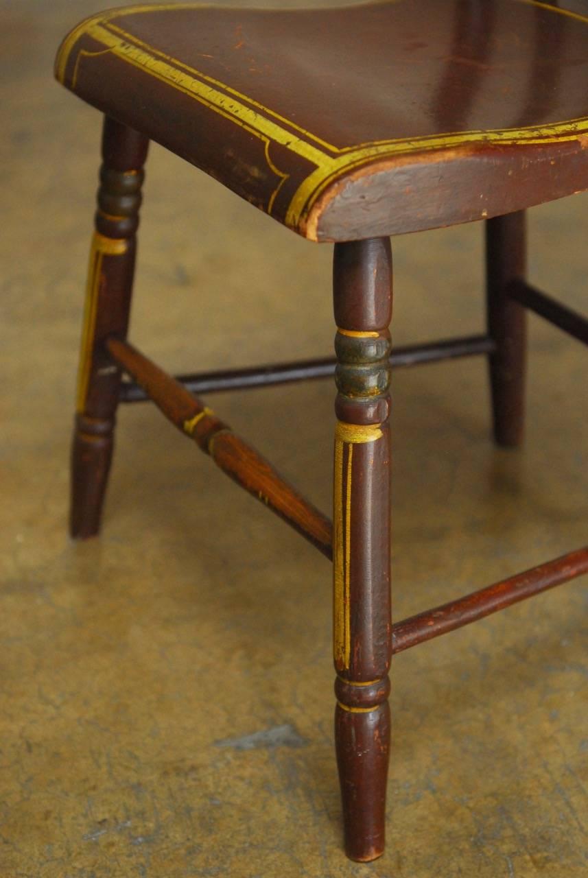 19th Century Set of Six Pennsylvania Painted Hitchcock Dining Chairs