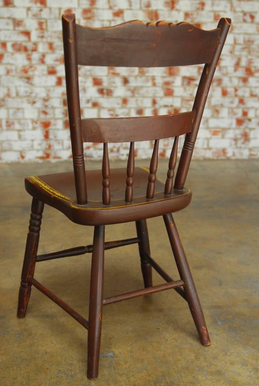 Wood Set of Six Pennsylvania Painted Hitchcock Dining Chairs