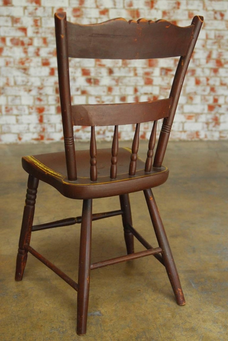 Set of Six Pennsylvania Painted Hitchcock Dining Chairs For Sale at 1stdibs