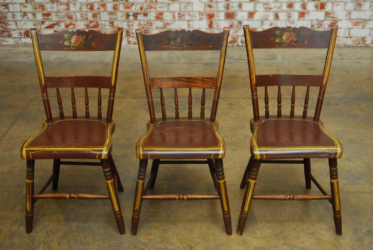 Set of Six Pennsylvania Painted Hitchcock Dining Chairs 1