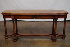 Carved Walnut Marble-Top Console