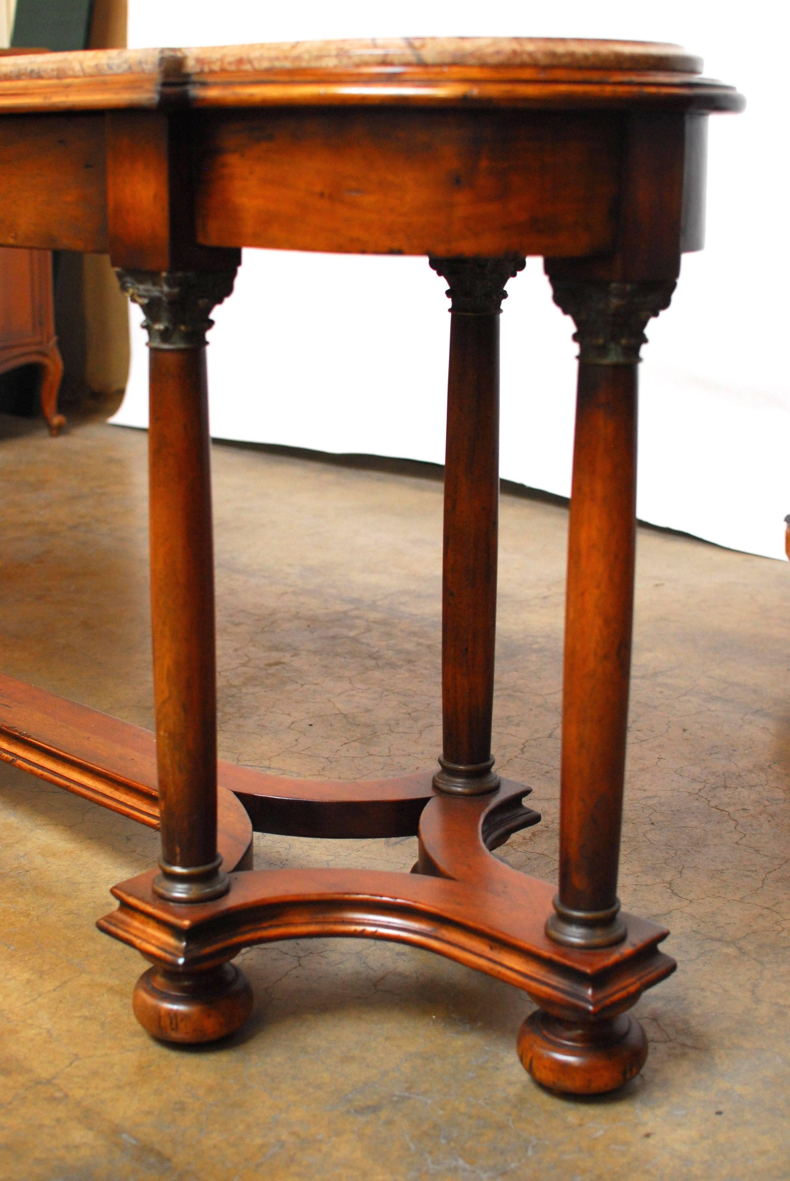 Carved Walnut Marble-Top Console 1