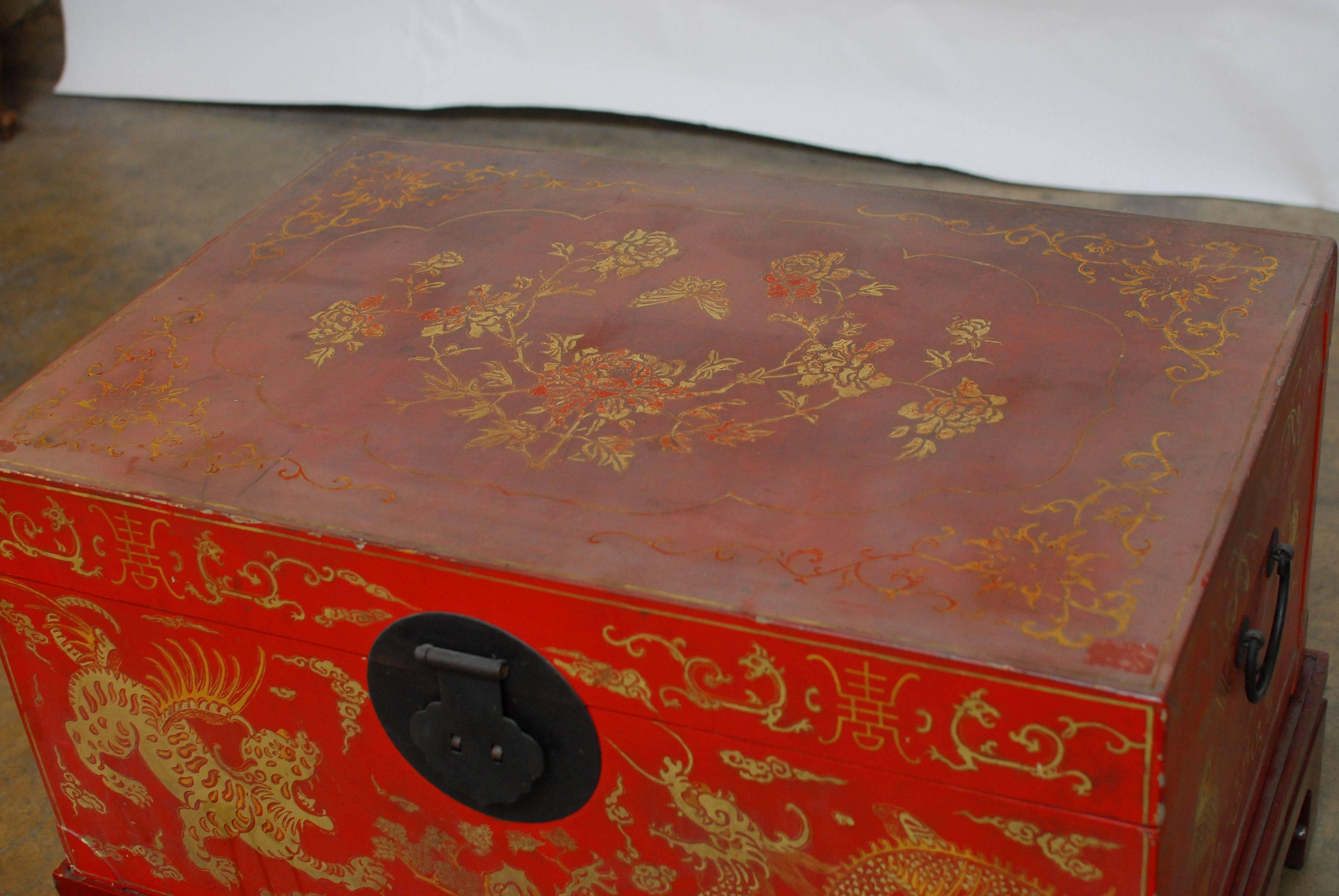 Chinese Export Chinese Polychrome Trunk on Stand
