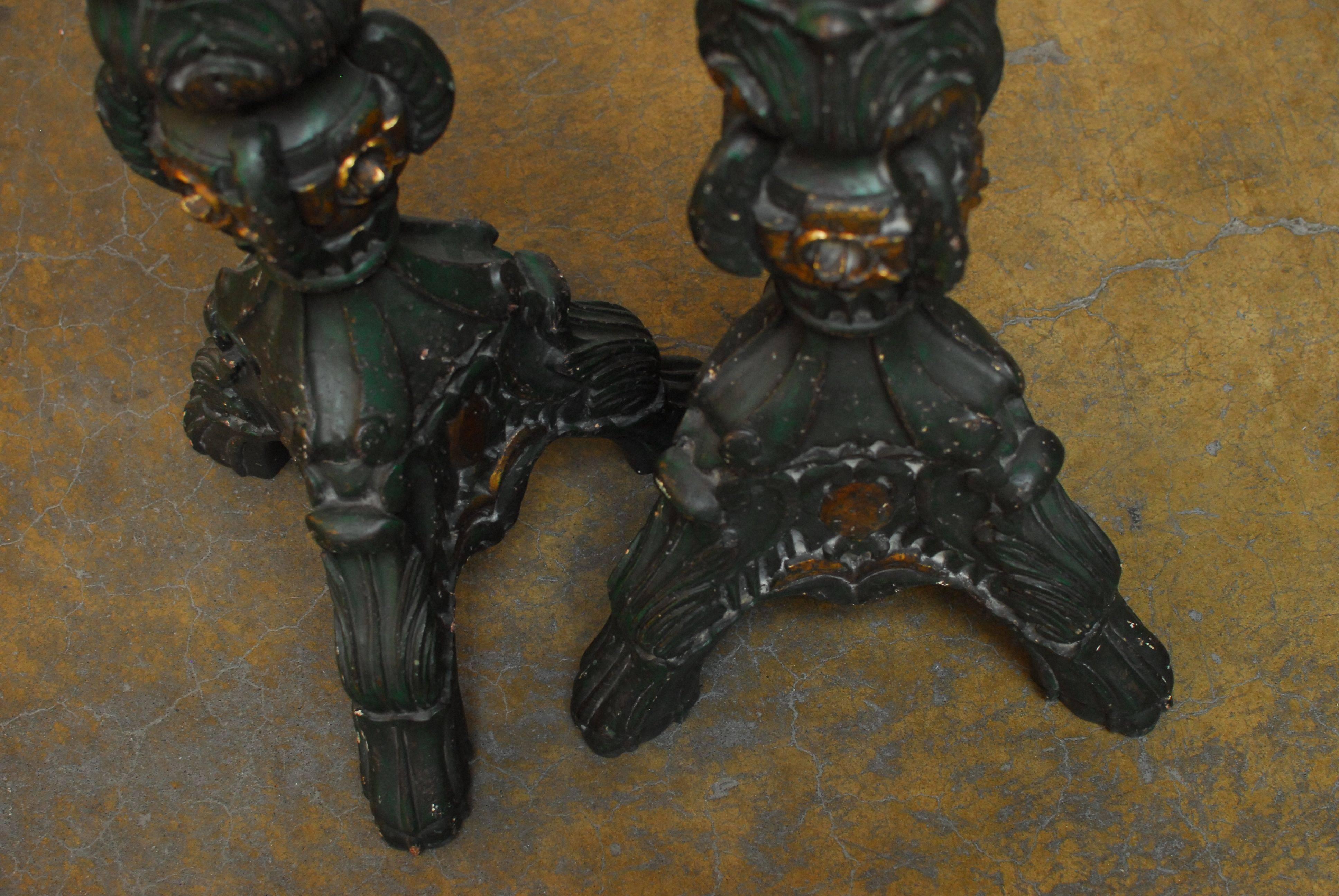 18th Century Italian Polychromed Altar Candlesticks For Sale 9