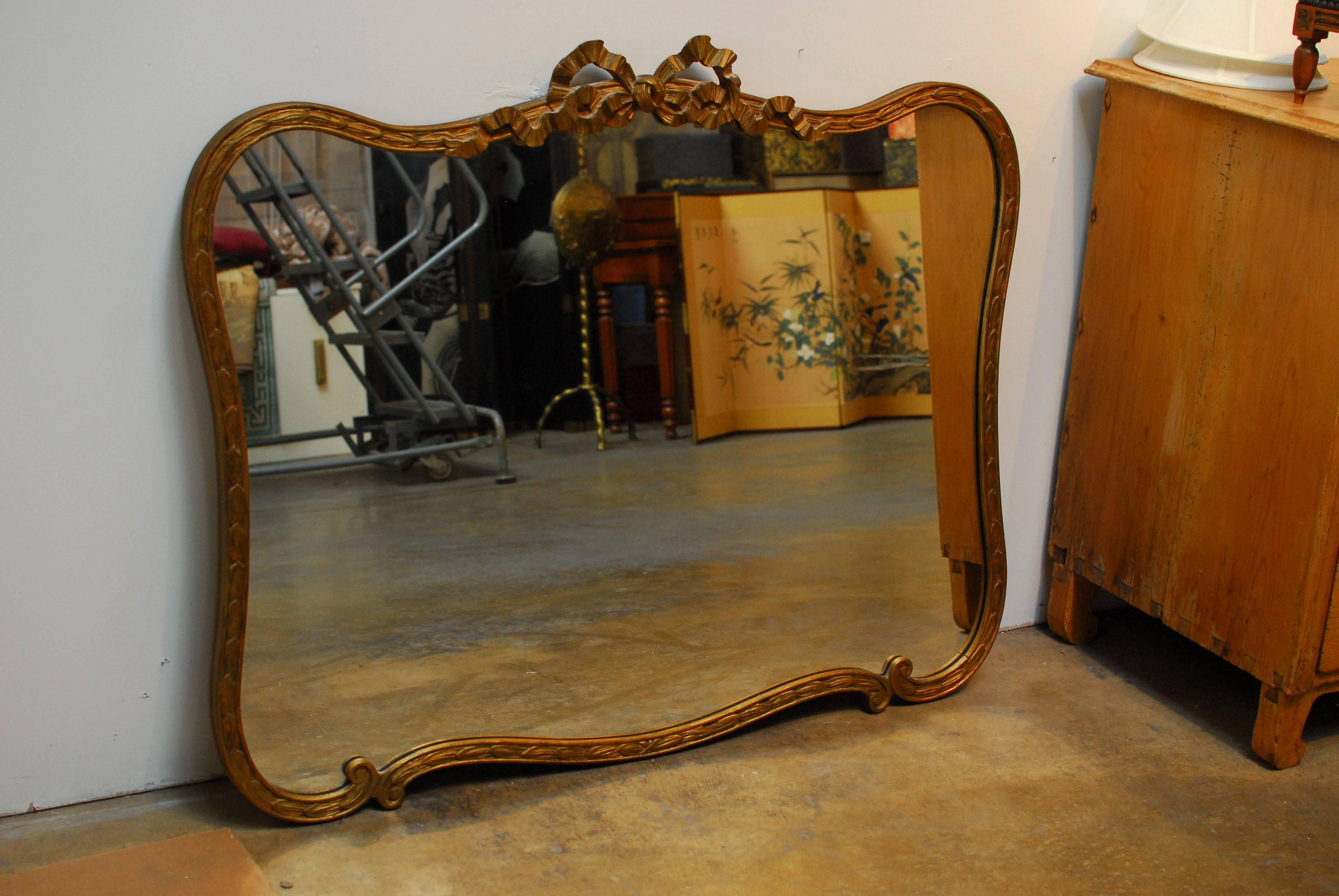 French Gilt Wood Serpentine Mirror 1