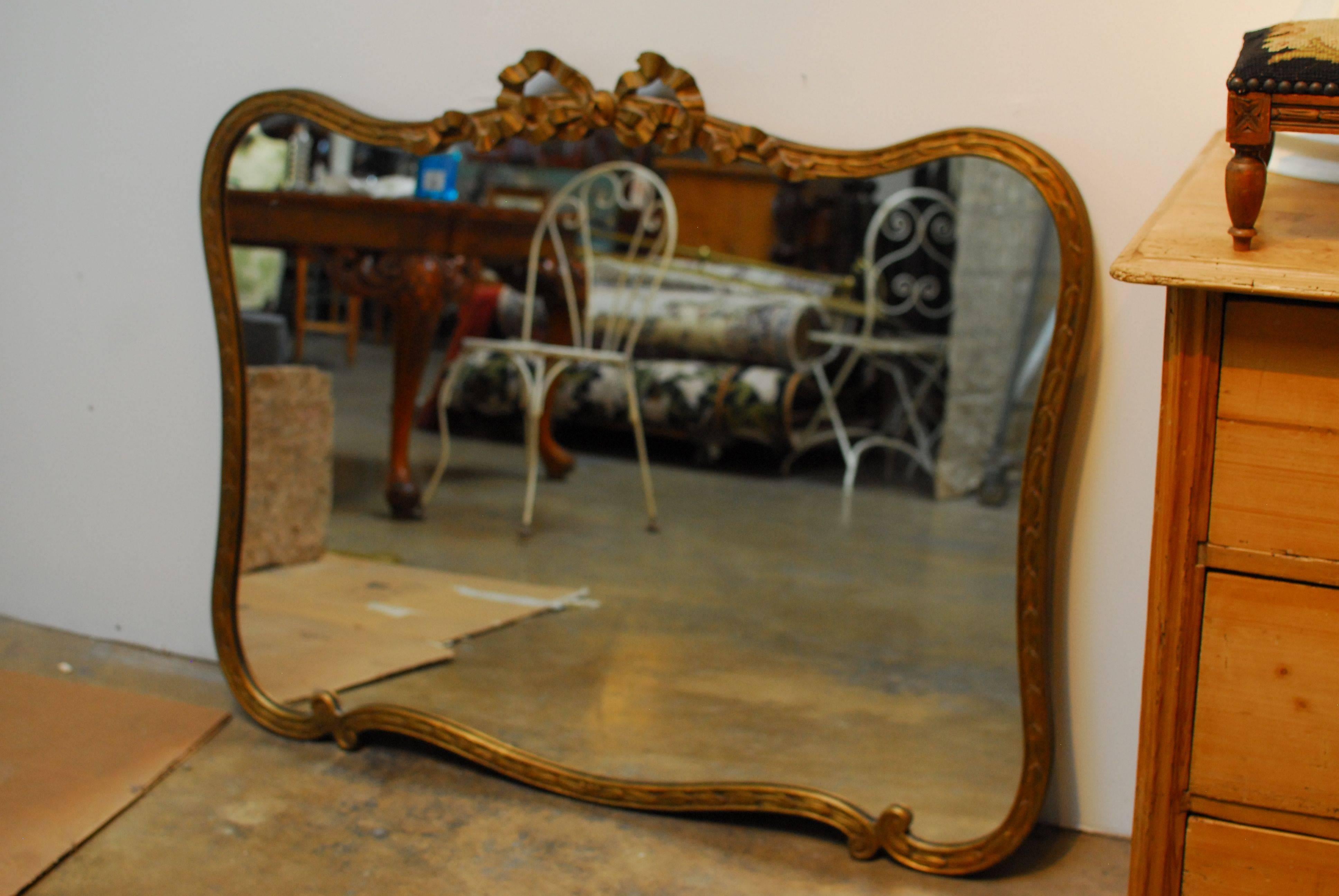 French Gilt Wood Serpentine Mirror 2