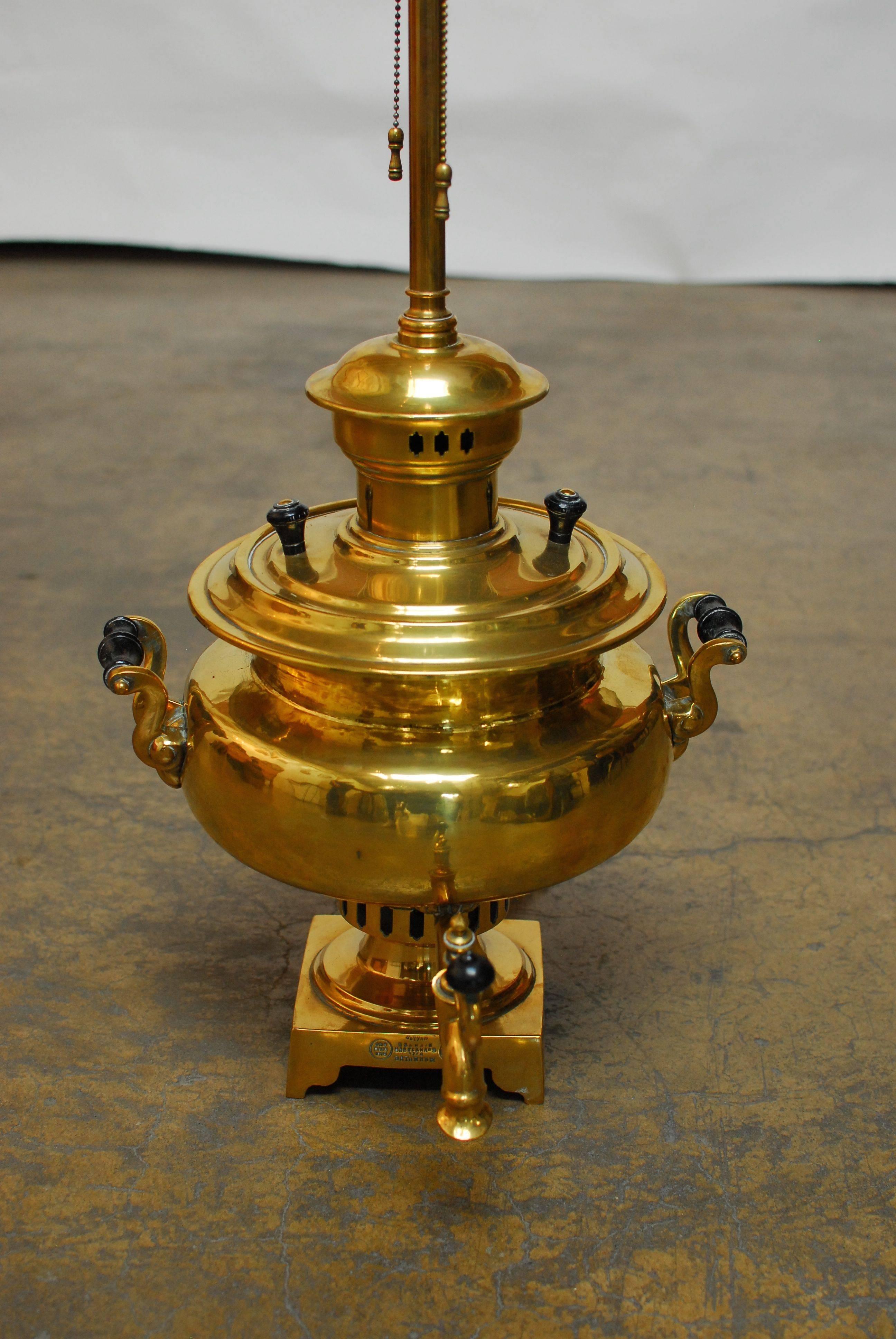 Regency Russian Brass Samovar Lamp For Sale