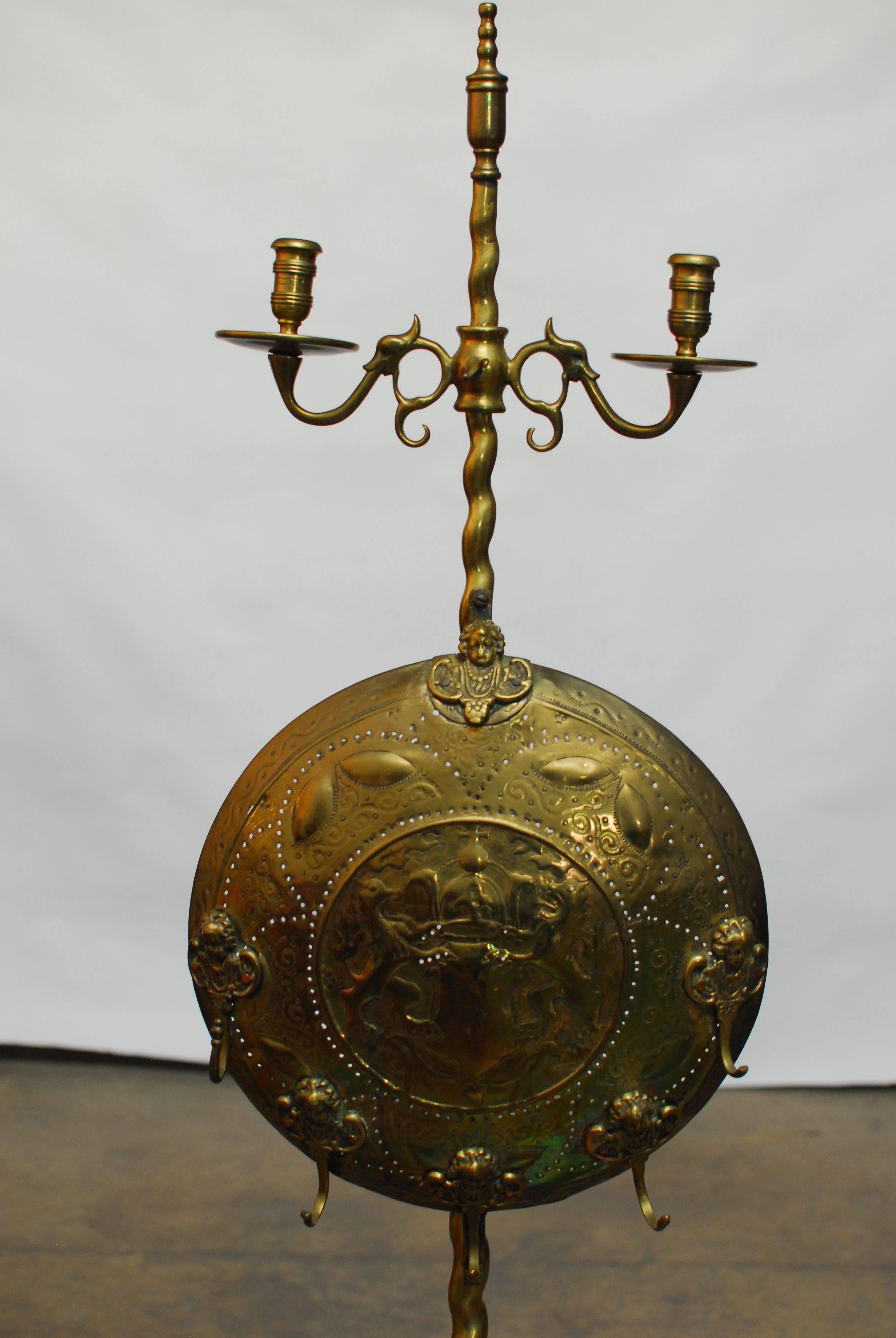20th Century Brass Fire Tool Stand Attributed to Oscar Bach For Sale